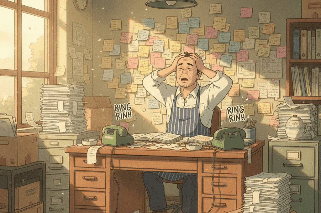 AI導入前：業務に追われる経営者